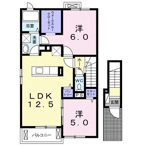 SUNNY RESIDENCE(2LDK/2階)の間取り写真