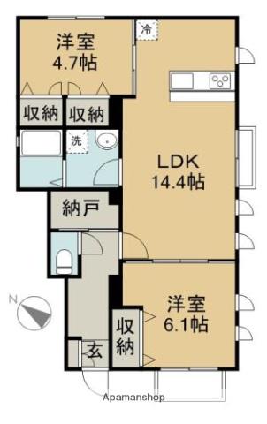 ハイムラスカル(2LDK/1階)の間取り写真