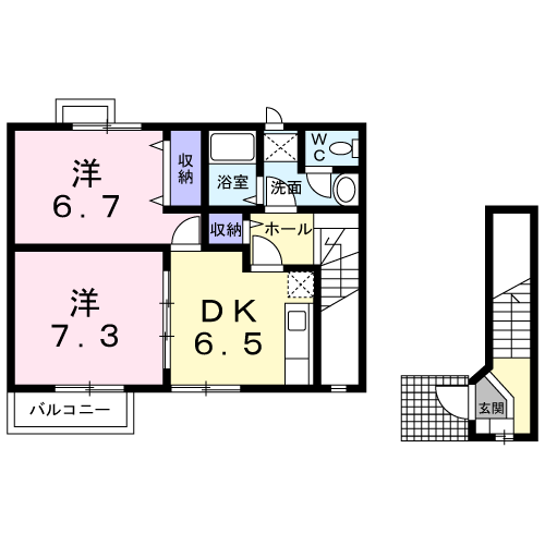 エターナルA(2DK/2階)の間取り写真