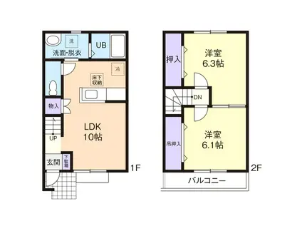 グラシアS A(2LDK/2階)の間取り写真