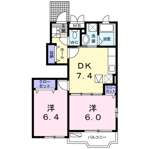 アルバ・ブリーゼ Ⅱ(2DK/1階)の間取り写真