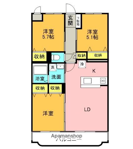 グラン・ジュテPARTⅢ(3LDK/2階)の間取り写真