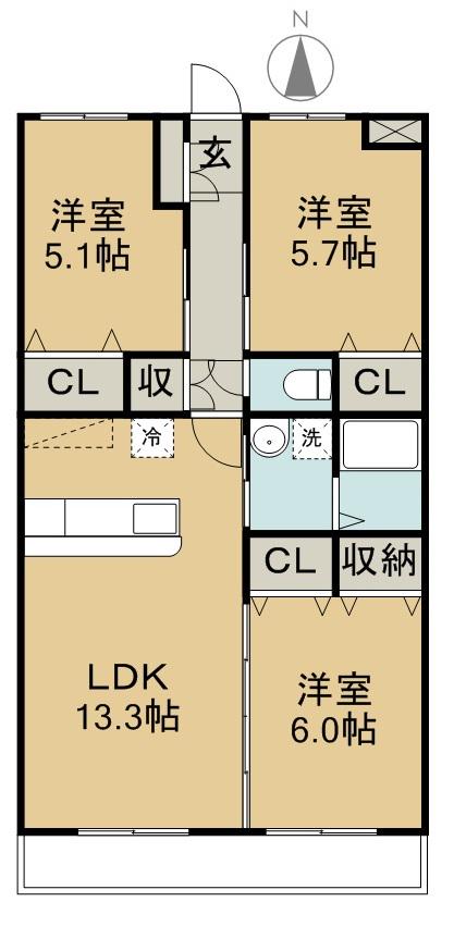 グラン・ジュテPARTⅢ(3LDK/1階)の間取り写真