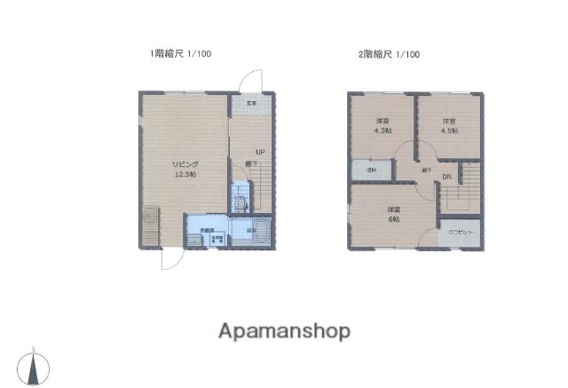 タウンハウスNANA B棟(3LDK/1階)の間取り写真