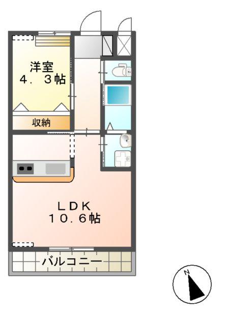 グレイス・ベルジュⅡ(1LDK/1階)の間取り写真