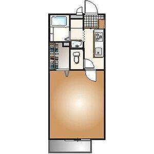 コンフォート丘里(1K/1階)の間取り写真