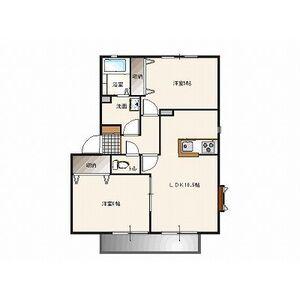 ソレジオタウンB棟(2LDK/2階)の間取り写真