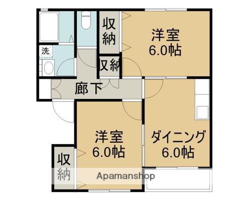 ソレイユ野木 C棟(2DK/1階)の間取り写真