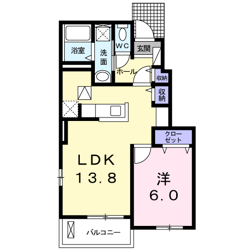 レイワタウン(1LDK/1階)の間取り写真