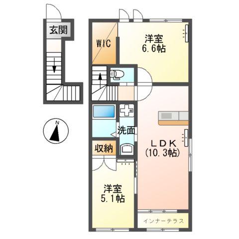 フェリーチェ(2LDK/2階)の間取り写真