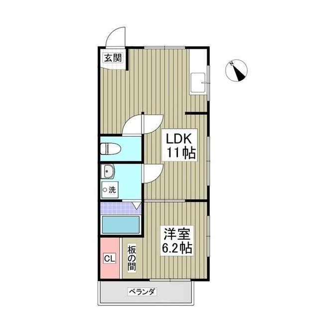 ウチダコーポ1(1LDK/2階)の間取り写真