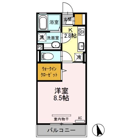 ミーティア Ⅱ(1K/3階)の間取り写真