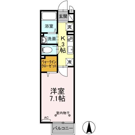 グロウス古河(1K/2階)の間取り写真