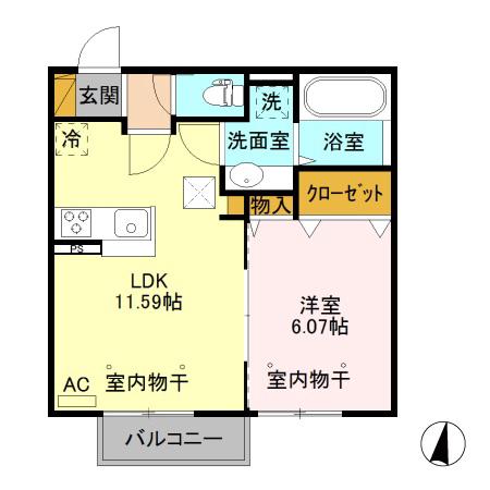 グレイス コガ(1LDK/1階)の間取り写真