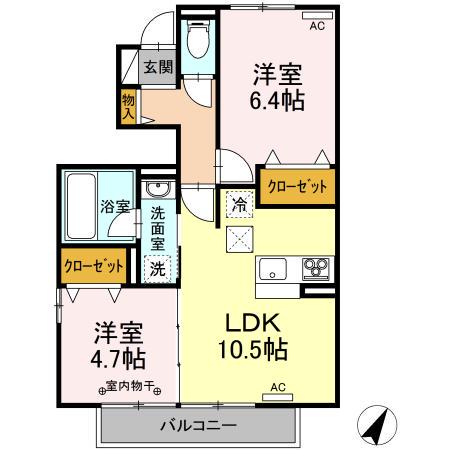 ヴェールⅡ(2LDK/1階)の間取り写真