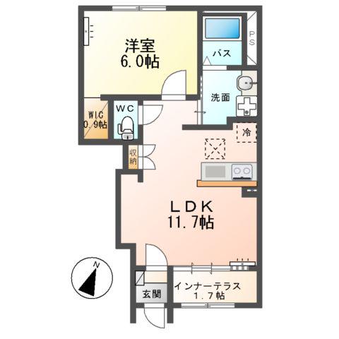 グラン エクシードⅡ(1LDK/1階)の間取り写真