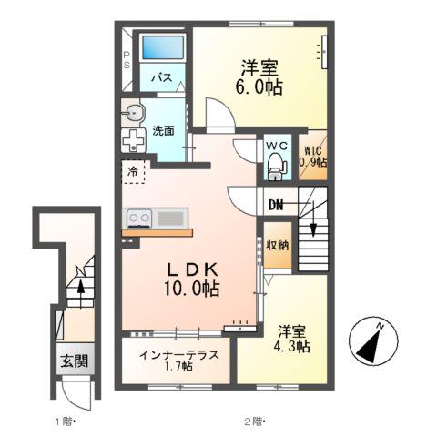 グラン エクシードⅡ(2LDK/2階)の間取り写真