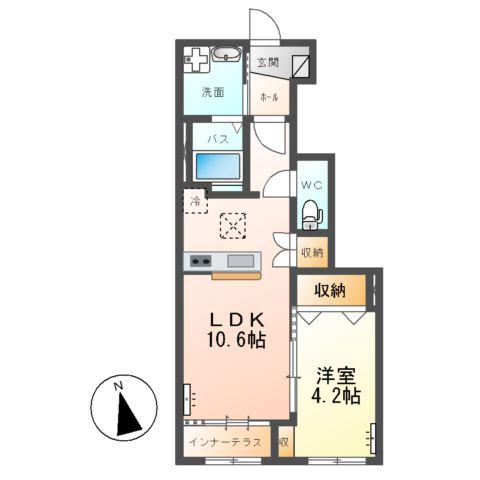 エトワール タケ(1LDK/1階)の間取り写真
