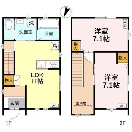 東北本線 栗橋駅 徒歩60分 2階建 築1年(2LDK)の間取り写真