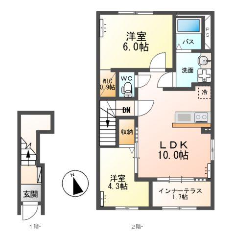 MELODY(2LDK/2階)の間取り写真