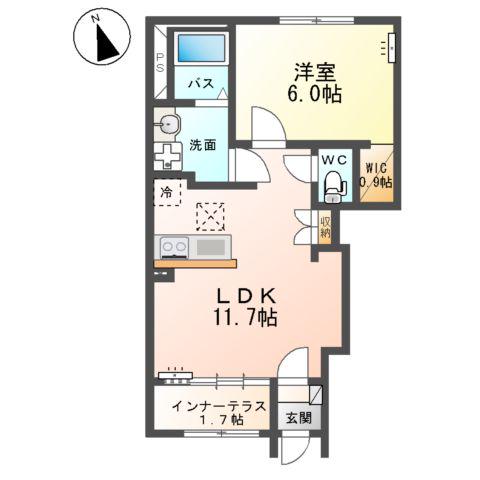 MELODY(1LDK/1階)の間取り写真