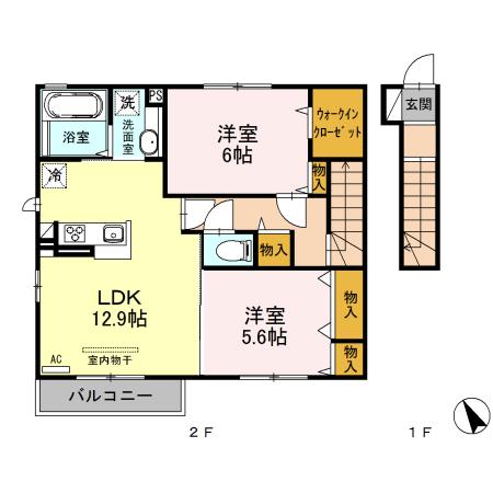 湘南新宿ライン宇須 古河駅 徒歩121分 2階建 築9年(2LDK/2階)の間取り写真
