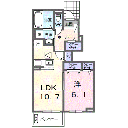 フルール・ド・リス Ⅱ(1LDK/1階)の間取り写真