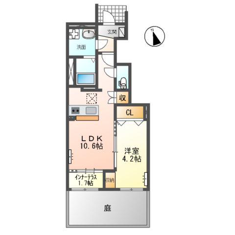 グランソレイユ(1LDK/1階)の間取り写真