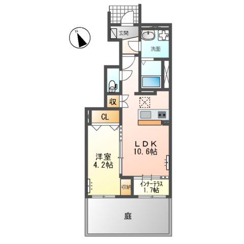 グランソレイユ(1LDK/1階)の間取り写真