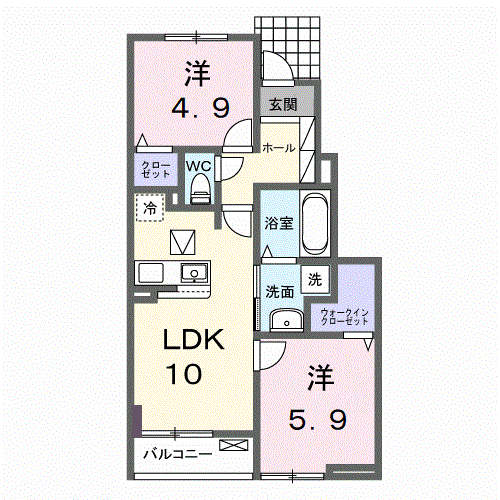 フランA(2LDK/1階)の間取り写真