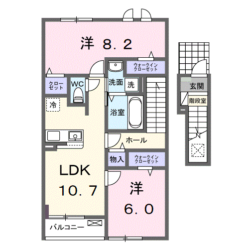 フランA(2LDK/2階)の間取り写真
