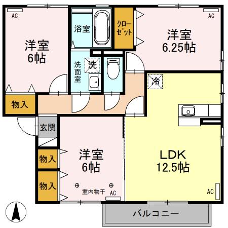 リビングタウン古河南A(3LDK/2階)の間取り写真