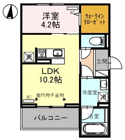 アンビエンテ(1LDK/3階)の間取り写真