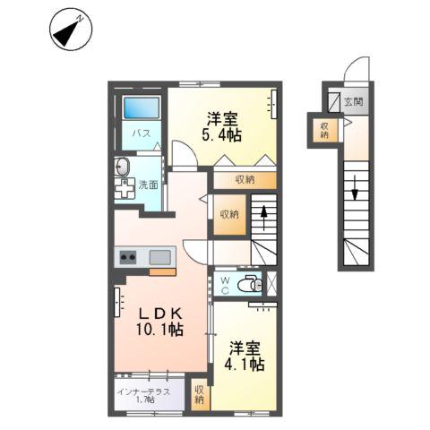 千駄塚アパート(2LDK/2階)の間取り写真