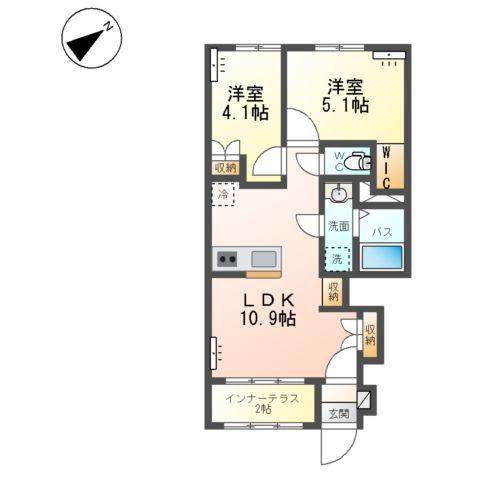 ラルーナA(2LDK/1階)の間取り写真