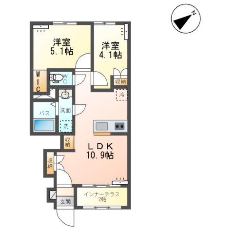 ラルーナA(2LDK/1階)の間取り写真