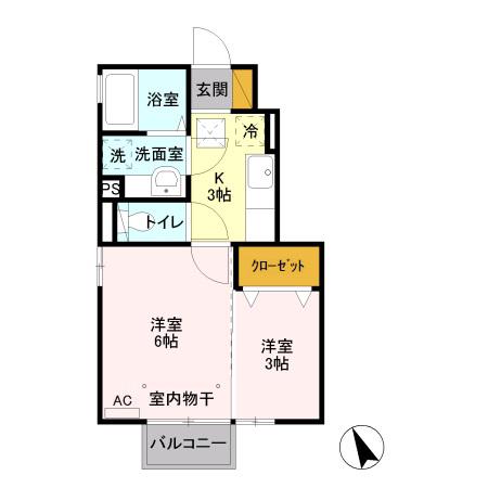 ロイヤル ソレールA(2K/1階)の間取り写真