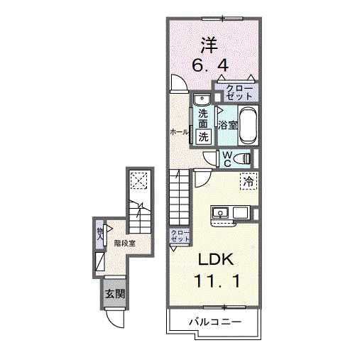 ベル ソーレ メゾン(1LDK/2階)の間取り写真