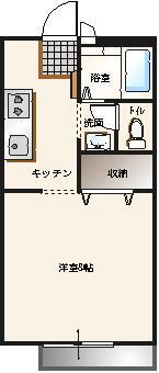 ガーデンコート・ジャスミン A棟(1K/2階)の間取り写真