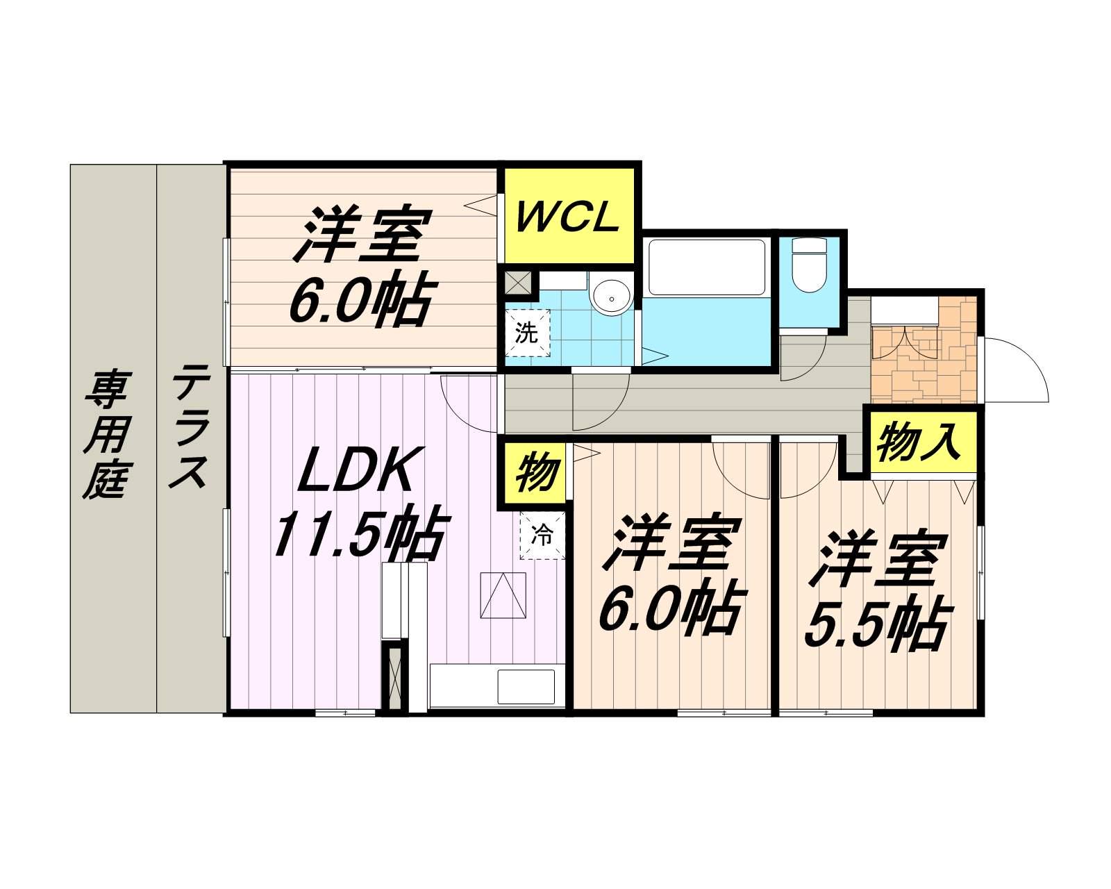 WIT 古河(3LDK/1階)の間取り写真
