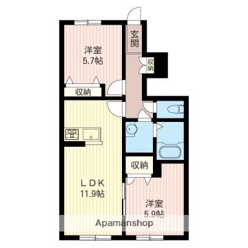 アビイロード(2LDK/1階)の間取り写真