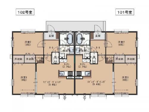 東北本線 間々田駅 バス乗車時間：18分 町谷入口バス停で下車 徒歩10分 1階建 築13年(2LDK)の間取り写真