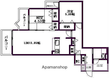 花水木の里C棟(2LDK/2階)の間取り写真