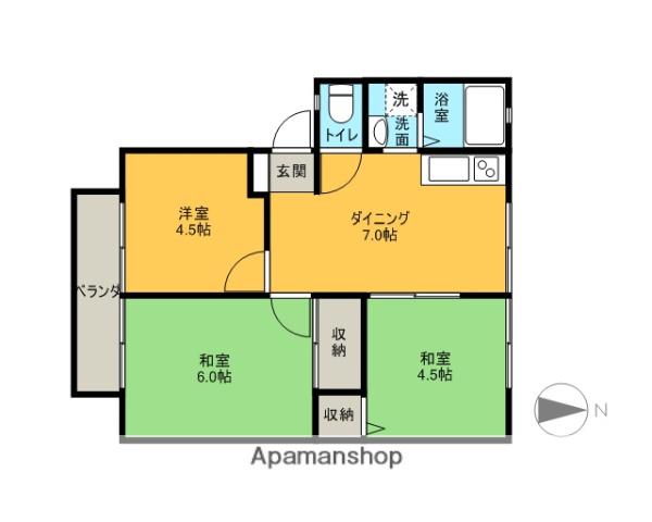 コーポルピナスC(3DK/1階)の間取り写真