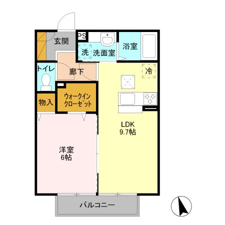 イーストバード(1LDK/1階)の間取り写真
