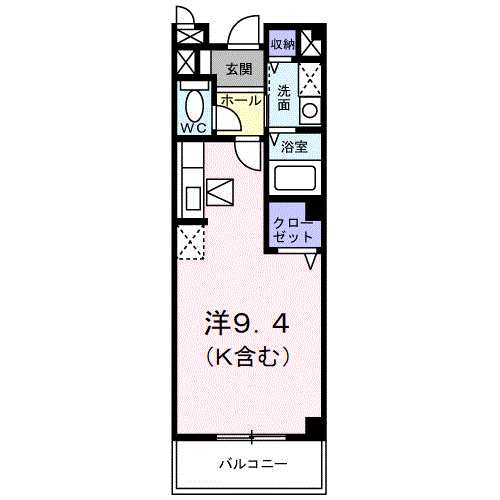 レフィナードKⅠ(ワンルーム/2階)の間取り写真