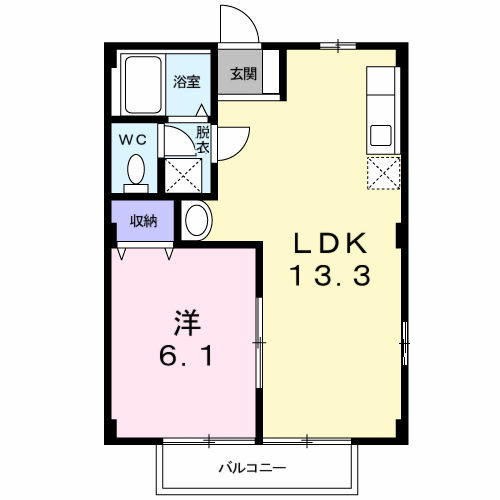 ニューシティコスモⅢ(1LDK/1階)の間取り写真