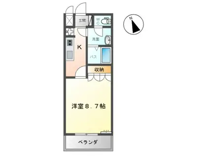 常磐線 水戸駅 バス乗車時間：20分 若宮１丁目バス停で下車 徒歩7分 2階建 築16年(1K/1階)の間取り写真