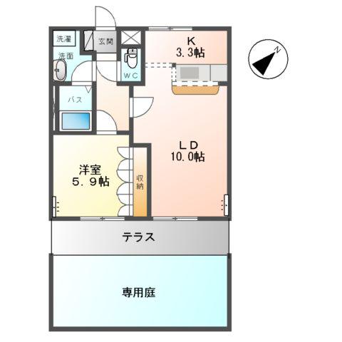 REPOSE HOME(1LDK/1階)の間取り写真