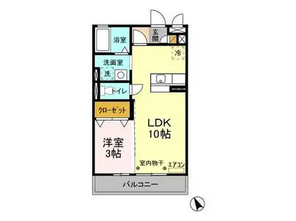 ベルデュール(1LDK/3階)の間取り写真